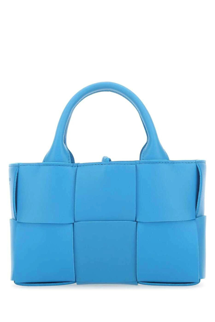 Bottega Veneta Arco Woven Tote Bag Leather Blue